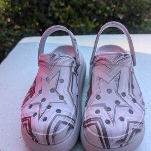 CROCS White and Gray Sandals with Adjustable Strap
